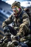 Placeholder: portrait of mountain climber in the Alps sitting on a hippo,shot on Hasselblad h6d-400c, zeiss prime lens, bokeh like f/0.8, tilt-shift lens 8k, high detail, smooth render, down-light, unreal engine, prize winning