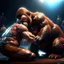 Placeholder: wrestler doing a piledriver on a big monkey, 4 k, down-light, soft light, depth of field, photo realism, trending on art station, high detail, spray paint