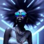 Placeholder: a black woman with extreme long hair and a blue crystal sunglases dancing on the dancefloor, behind her is a grafitti, steam punk, realistic, made in octane, cinematic, ultra-realistic, extremely detailed octane rendering, 8K, VRAY Super Real ar 2:3, dof photorealistic futuristic 50mm lens hard lighting dark gray tintype photograph, realistic lighting