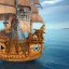 Placeholder: The beautiful pirate ship in the ocean, complex, incomprehensible, 3D, voluminous, symmetrical, artistic, 4K, 8K, by Franz Mark, a living, real and natural work