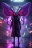 Placeholder: Volumetric fog gremlin spider butterfly satyr lights,paradise sacred geometry framed playing card, black, red, spore and purple neon fire cyber punk dancer thief in soaked rain coat shadows boss card in the style of giger and fallout 4 ,,bokeh like f/0.8, tilt-shift lens 8k, high detail, smooth render, down-light, unreal engine