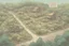Placeholder: map, horizon, forest, small town,, overgrown apocalyptic, comic book,