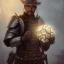 Placeholder: Insanely detailed photograph of a D&D chainmail warrior “male mariachi holding glowing D20” with intricate detailed Sombrero, intricate charo, hyperdetailed painting by Ismail Inceoglu Huang Guangjian and Dan Witz CGSociety ZBrush Central fantasy art album cover art,8K, hdr, mysterious, flickeringlights ,Stoic