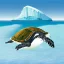 Placeholder: turtle and iceberg and penguin