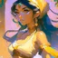 Placeholder: cute anime disney princess jasmine, key visual, glamour,sceane from princess mononoke movie, cute anime girl, dynamic pose, anime digital painting by loish + rossdraws + Pino Daeni, brush strokes, painterly, impressionist style, half painted, golden hour