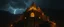 Placeholder: A Cinematic extreme long drone shot of a hyper detailed crafted Tall And huge golden abandoned haunted Indian temple having 500 stair steps at dark night with thunder lightning with on the far mountain top at dark rainy night Showing Dramatic And Cinematic Ambiance.