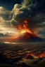 Placeholder: Volcano Destroy and burning a big city with a multiples big nuclear explosions and humans watching this