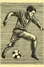 Placeholder: Woodcut, clean, soccer kick