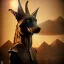 Placeholder: A portrait post-apocalypse of Jackal Egyptian God Anubis ,in the third temple, sci-fi fantasy style, volumetric lighting, particales,highly detailed,cinamatic,8k,3D,fire and black deep colours,ignore nswf