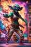 Placeholder: pen outline portrait of rad mad starlord gremlin smashing yoga babe by neon wall , prize winning oil painting,bokeh like f/0.8, tilt-shift lens 8k, high detail, smooth render, down-light, unreal engine