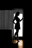 Placeholder: silhouette of female body book case in background
