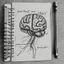 Placeholder: medicine notebook brain illustration, ink on paper