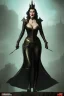 Placeholder: Ava Gardner as evil queen in black leather, busty, cleavage, curvy, angry, stern look. character design by cory loftis, fenghua zhong, ryohei hase, ismail inceoglu and ruan jia. unreal engine 5, artistic lighting, highly detailed, photorealistic, fantasy