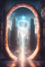 Placeholder: portals to different dimensions opening within each other coming from city