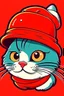 Placeholder: weet illustration of a cat in a red hat, in a cartoon style, colorful