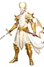 Placeholder: Full Body, Male White Dragonborn, Monk, Holy Knight, boxer pose, White and Gold outfit colour theme