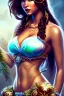 Placeholder: hawaii milf, brunett hair, warrior princess, nacht, große oberweite, corsage, necklace, fantasy art