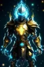 Placeholder: guerriero della luce uomo bellissimo armatura spaziale luci cristalli aura