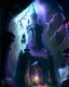 Placeholder: lightning dungeon chamber with castle towers fantasy rpg art painterly