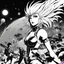 Placeholder: [wii No More Heroes style with thick lines] the iconic Alien scene with Barbarella in sloggy