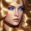 Placeholder: gold man, beautiful, soft, bue eyes, hight definition skin,blue eyes,sparkling makeup, very long blond hair, fairy style , highly detailed body, sun light, 4K, RAW, depth of field,high contrast,realistic