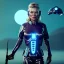 Placeholder: Ultra Realistic retro sci-fi movie war scene, waist up view portrait, blonde Jedi woman pointing a gun, sweet Kate moss face, perfect iris, glow eyes, makeup, weapon. Drones background, Retro sci-fi style, helmet, tight latex coat, fog, rain, soft color, highly detailed, unreal engine 5, ray tracing, RTX, lumen lighting, ultra detail, volumetric lighting, 3d, finely drawn, high definition, high resolution.