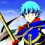 Placeholder: fire emblem, anime, screenshot, ova, 90s anime, marth, boy, blue hair, prince, sword, fantasy setting, fire emblem marth, fullbody, with background