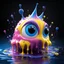 Placeholder: ((gooey melting creature)), pixar animation style, large white eyes, whimsical fluid form, ((dripping)), yellow, blue, pink drizzle, adorable and cute, photorealistic cg, 3D concept art, dark background, playful, soft smooth lighting, highly detailed, stylised and expressive, sharp, wildly imaginative, skottie young, 3d neon graffiti, pop surrealism, rainbow coloured sprinkles, pop candy toppings , smooth texture, cgsociety, Maya render, ray tracing, industrial light and magic