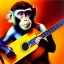 Placeholder: matisse painting of a monkey playing a guitar, 6 strings, fingers