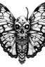 Placeholder: king black and white realistic moth drawing with headskull body and eyes on the upper wings