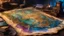 Placeholder: a magical map leading to FAELAND, torn and worn, sitting on a wizard's desk, spilled multicolored ink, high quality, imagination, 8k, fantasy art