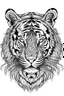 Placeholder: realistic tiger head tattoo idea, line art, background, vector, svg, black outline on white background, leave plenty of white space beetween lines for coloring, tattoo style, tattoo idea,full body, minimalist