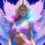 Placeholder: one big crystal glitter pink blue subtle galactic fairy in a galactic ambiance,glitter bikini, long blond hair down to the ground,transparent petals,blue eyes,delicate colors in the foreground, full of details, smooth，soft pink violet light atmosphere, light effect，vaporwave colorful, concept art, smooth, extremely sharp detail, finely tuned detail, ultra high definition, 8 k, unreal engine 5, ultra sharp focus