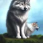 Placeholder: Cat sit on back of a wolf