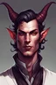 Placeholder: an illustration of a male human with tiefling ears