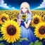 Placeholder: above a field of sunflowers the Milky Way curves in a summer sky digital art