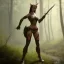 Placeholder: franz frazetta styl, cute elf hunter in the forest clearing