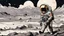 Placeholder: comic style, Moon landing