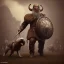 Placeholder: old viking fighting against a zombie dog, steam punk, realistic, made in octane, cinematic, ultra-realistic, extremely detailed octane rendering, 8K, VRAY Super Real ar 2:3, dof photorealistic futuristic 50mm lens hard lighting dark gray tintype photograph, realistic lighting, sepia color