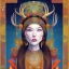 Placeholder: Mongol Goddess with antlers, portrait, detailed