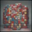 Placeholder: A rubik'scube, red, autochrome, plastic puffy jacket