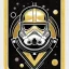 Placeholder: super embossed "STAR WARS" text, caption, shiny. gold and silver and black metallic, reflective, centered