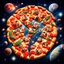 Placeholder: A pizza in outer space with continents