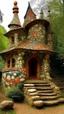 Placeholder: Bosch nightmares, A house made out of stones designed in cave paintings painted by Paul Ranson