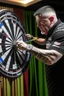 Placeholder: A gary anderson shoot darts on a winmau board