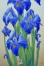 Placeholder: a painting of a blue iris by artist "Hiroshi Kobayashi"