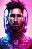 Placeholder: lionel messi style cyberpunk, purple tones, high lighting