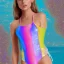 Placeholder: Glittery pastel rainbow swimsuit