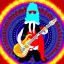 Placeholder: hippie Santa playing electric guitar psychedelic peace sign