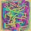 Placeholder: Composition featuring a tangled maze representing the initial curiosity and allure of drugs. postercolour sketch,